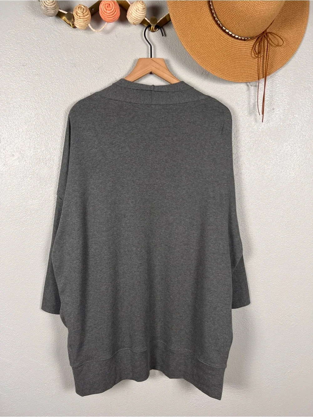 PACT Airplane Wrap Cardigan Open Front Organic Cotton Heather Gray Size M/L